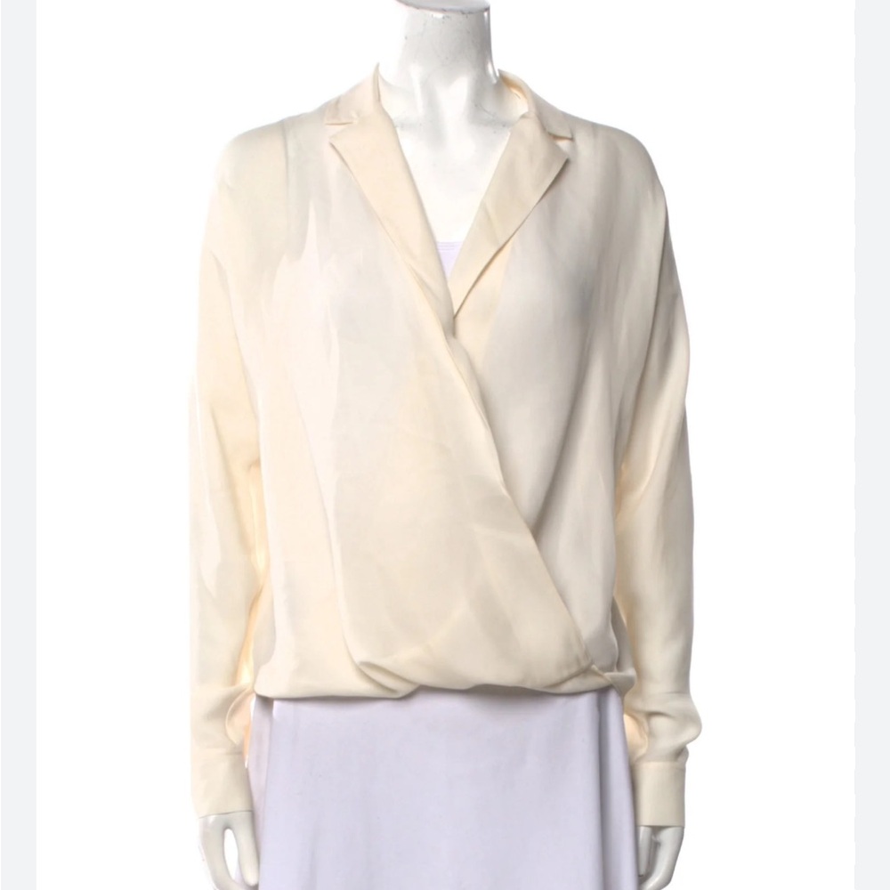 Vince ivory silk‎ surplus wrap long sleeved blouse top EUC size 10